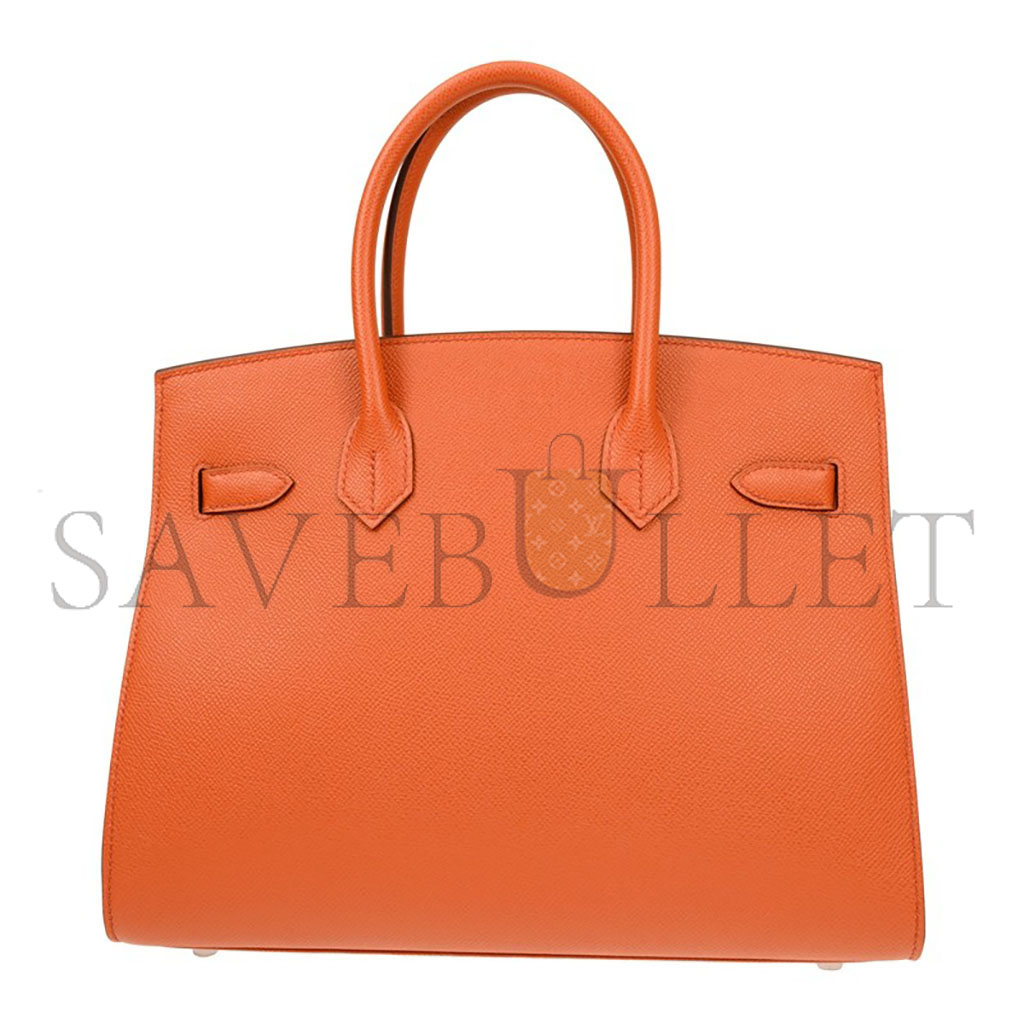 H**mes birkin 35 epsom leather orange silver buckle luxury bag bk30r1epsso (35*28*18cm)